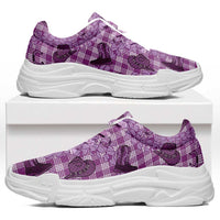 Purple Palaka Hawaii Cowboy Chunky Sneakers Puakenikeni Lei Paniolo Papale Seamless Vibes - Polynesian Pride