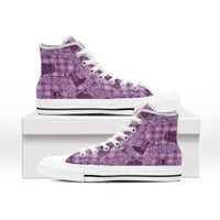 Purple Palaka Hawaii Cowboy High Top Shoes Puakenikeni Lei Paniolo Papale Seamless Vibes - Polynesian Pride