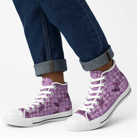 Purple Palaka Hawaii Cowboy High Top Shoes Puakenikeni Lei Paniolo Papale Seamless Vibes - Polynesian Pride