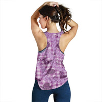 Purple Palaka Hawaii Cowboy Women Racerback Tank Puakenikeni Lei Paniolo Papale Seamless Vibes - Polynesian Pride