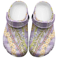 Purple Palaka Hawaii Leis Clogs Shoes Hawaiian-plaid Elegant Tropical Vibes - Polynesian Pride