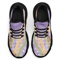 Purple Palaka Hawaii Leis Clunky Sneakers Hawaiian-plaid Elegant Tropical Vibes
