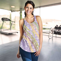 Purple Palaka Hawaii Leis Women Racerback Tank Hawaiian-plaid Elegant Tropical Vibes - Polynesian Pride