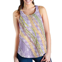 Purple Palaka Hawaii Leis Women Racerback Tank Hawaiian-plaid Elegant Tropical Vibes - Polynesian Pride