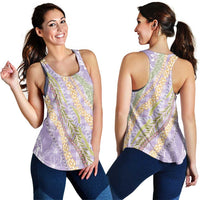 Purple Palaka Hawaii Leis Women Racerback Tank Hawaiian-plaid Elegant Tropical Vibes - Polynesian Pride