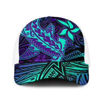 Purple Paradise Polynesian Baseball Net Cap Hawaiian Tribal Hammerhead Shark - Polynesian Pride