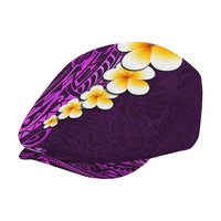 Purple Polynesia Jeff Hat Plumeria Tropical Leaves Galaxy Polynesian Art - Polynesian Pride