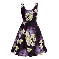 Purple Tropical Hawaii Midi Dress Seamless Monstera Plumeria Hawaiian Pattern - Polynesian Pride