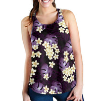 Purple Tropical Hawaii Women Racerback Tank Seamless Monstera Plumeria Hawaiian Pattern - Polynesian Pride