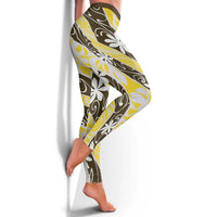 Rearea Tahiti Tiare Monstera Leggings Polynesian Pattern Curve Style - Polynesian Pride