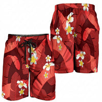 Red Banana Leaf Hawaii Shorts for Men Lau Maia Plumeria Tropical Summer Vibes