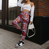 Red Hawaii Palaka Honohono Pikake Jogger Pants Hawaiian Orchid Lei Polynesian Pattern - Polynesian Pride