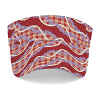 Red Hawaii Palaka Honohono Pikake Sun Visor Cap Hawaiian Orchid Lei Polynesian Pattern LT14 - Polynesian Pride