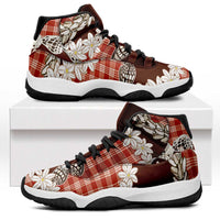Red Hawaii Tiare and Shell Lei Sneakers J11 Hawaiian Palaka Luxury Vibes - Polynesian Pride
