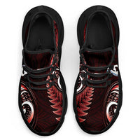 Red New Zealand Clunky Sneakers Aotearoa Silver Fern With Manaia Maori Unique