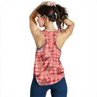 Red Palaka Hawaii Cowboy Women Racerback Tank Puakenikeni Lei Paniolo Papale Seamless Vibes - Polynesian Pride