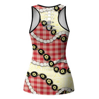 Red Palaka Hawaii Hollow Tank Top Kukui Nut Pikake Lei Hawaiian Tapa Pattern - Polynesian Pride