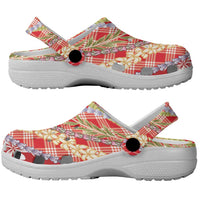 Red Palaka Hawaii Leis Clogs Shoes Hawaiian-plaid Elegant Tropical Vibes - Polynesian Pride