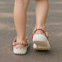 Red Palaka Hawaii Leis Clogs Shoes Hawaiian-plaid Elegant Tropical Vibes - Polynesian Pride