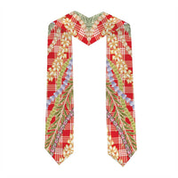 Red Palaka Hawaii Leis Graduation Stole Hawaiian-plaid Elegant Tropical Vibes - Polynesian Pride