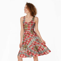 Red Palaka Hawaii Mele Kalikimaka Midi Dress Ohia Lehua Shell Leis Funny Gingerbread Santa - Polynesian Pride