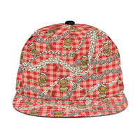Red Palaka Hawaii Mele Kalikimaka Snapback Cap Ohia Lehua Shell Leis Funny Gingerbread Santa - Polynesian Pride