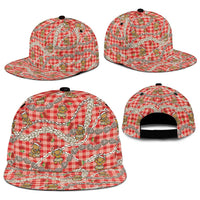 Red Palaka Hawaii Mele Kalikimaka Snapback Cap Ohia Lehua Shell Leis Funny Gingerbread Santa - Polynesian Pride