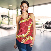 Red Palaka Hawaii Mele Kalikimaka Women Racerback Tank Ohia Lehua Monstera Puakenikeni Lei - Polynesian Pride