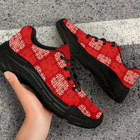 Red Palaka Quilt Hawaii Chunky Sneakers Traditional Hawaii-plaid Pattern - Polynesian Pride