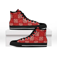 Red Palaka Quilt Hawaii High Top Shoes Traditional Hawaii-plaid Pattern - Polynesian Pride