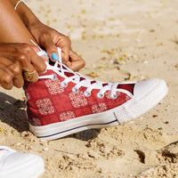 Red Palaka Quilt Hawaii High Top Shoes Traditional Hawaii-plaid Pattern - Polynesian Pride