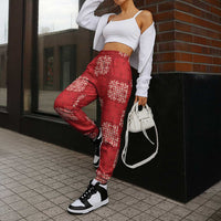 Red Palaka Quilt Hawaii Jogger Pants Traditional Hawaii-plaid Pattern - Polynesian Pride