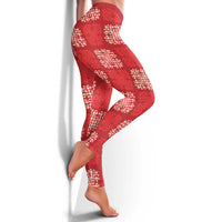 Red Palaka Quilt Hawaii Leggings Traditional Hawaii-plaid Pattern - Polynesian Pride