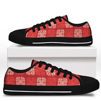 Red Palaka Quilt Hawaii Low Top Shoes Traditional Hawaii-plaid Pattern - Polynesian Pride