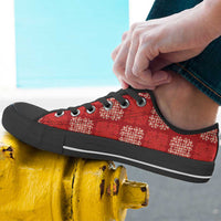 Red Palaka Quilt Hawaii Low Top Shoes Traditional Hawaii-plaid Pattern - Polynesian Pride