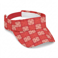 Red Palaka Quilt Hawaii Sun Visor Cap Traditional Hawaii-plaid Pattern LT14 Universal Fit Red - Polynesian Pride