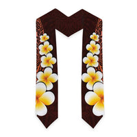 Red Polynesia Graduation Stole Plumeria Tropical Leaves With Galaxy Polynesian Art
