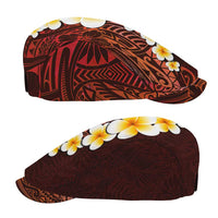 Red Polynesia Jeff Hat Plumeria Tropical Leaves Galaxy Polynesian Art - Polynesian Pride