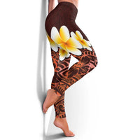 Red Polynesia Leggings Plumeria Tropical Leaves With Galaxy Polynesian Art - Polynesian Pride