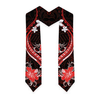 Red Polynesian Pattern With Tropical Flowers Graduation Stole
