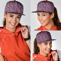 Red Samoa Manuia Le Kerisimasi Snapback Cap Pacific Patchwork Xmas Vibes - Polynesian Pride