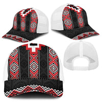 Red Taniko Aotearoa Baseball Net Cap Niho Taniwha Mix Poutama - Polynesian Pride