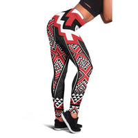 Red Taniko Aotearoa Leggings Niho Taniwha Mix Poutama LT14