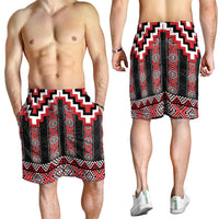 Red Taniko Aotearoa Shorts for Men Niho Taniwha Mix Poutama LT14