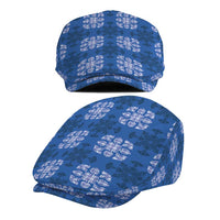 Royal Blue Hawaiian Quilt Jeff Hat Hawaii Pineapple Monstera Palaka Motifs - Polynesian Pride
