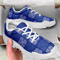Royal Blue Palaka Quilt Hawaii Chunky Sneakers Traditional Hawaii-plaid Pattern - Polynesian Pride