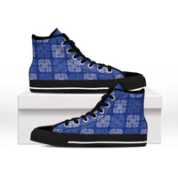 Royal Blue Palaka Quilt Hawaii High Top Shoes Traditional Hawaii-plaid Pattern - Polynesian Pride