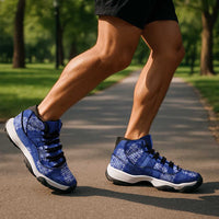 Royal Blue Palaka Quilt Hawaii Sneakers J11 Traditional Hawaii-plaid Pattern - Polynesian Pride