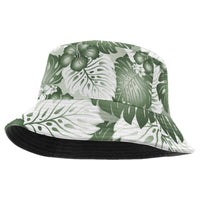 Sage Green Aloha Hawaii Bucket Hat Monstera Hibiscus Plumeria Seamless Vibes - Polynesian Pride
