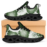Sage Green Aloha Hawaii Clunky Sneakers Monstera Hibiscus Plumeria Seamless Vibes - Polynesian Pride